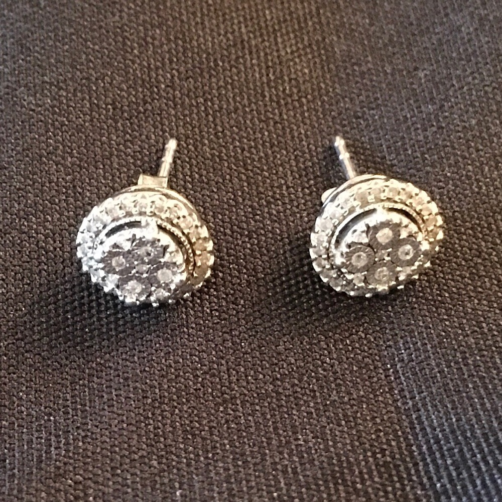 1/4CT Genuine Diamond Round  Earrings